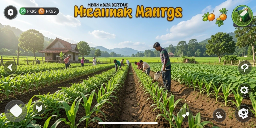 Menunjukkan gameplay seru dalam bertani di PK95.